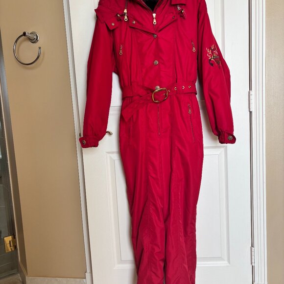 Vintage 90s Metropolis by Couloir Bright Red 1-Piece Ski Suit - Picture 10 of 13